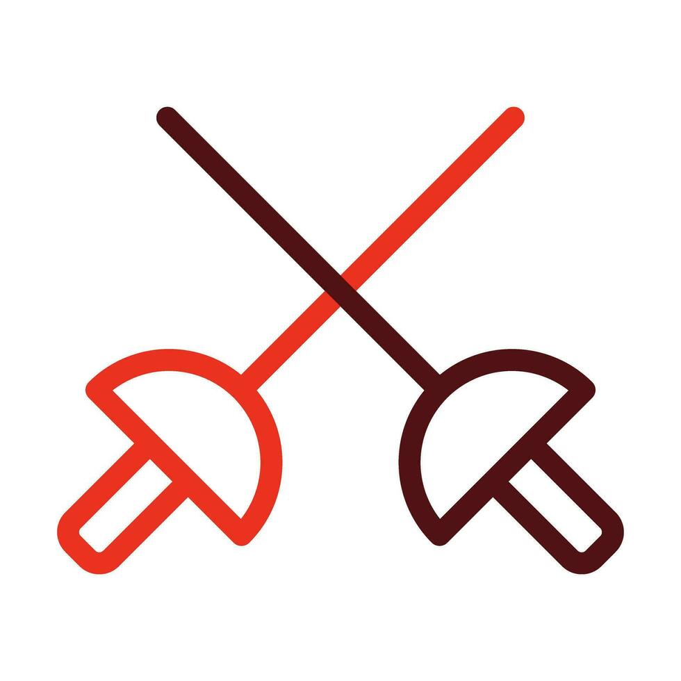 Fencing Vector Thick Line Two Color Icons For Personal And Commercial Use.