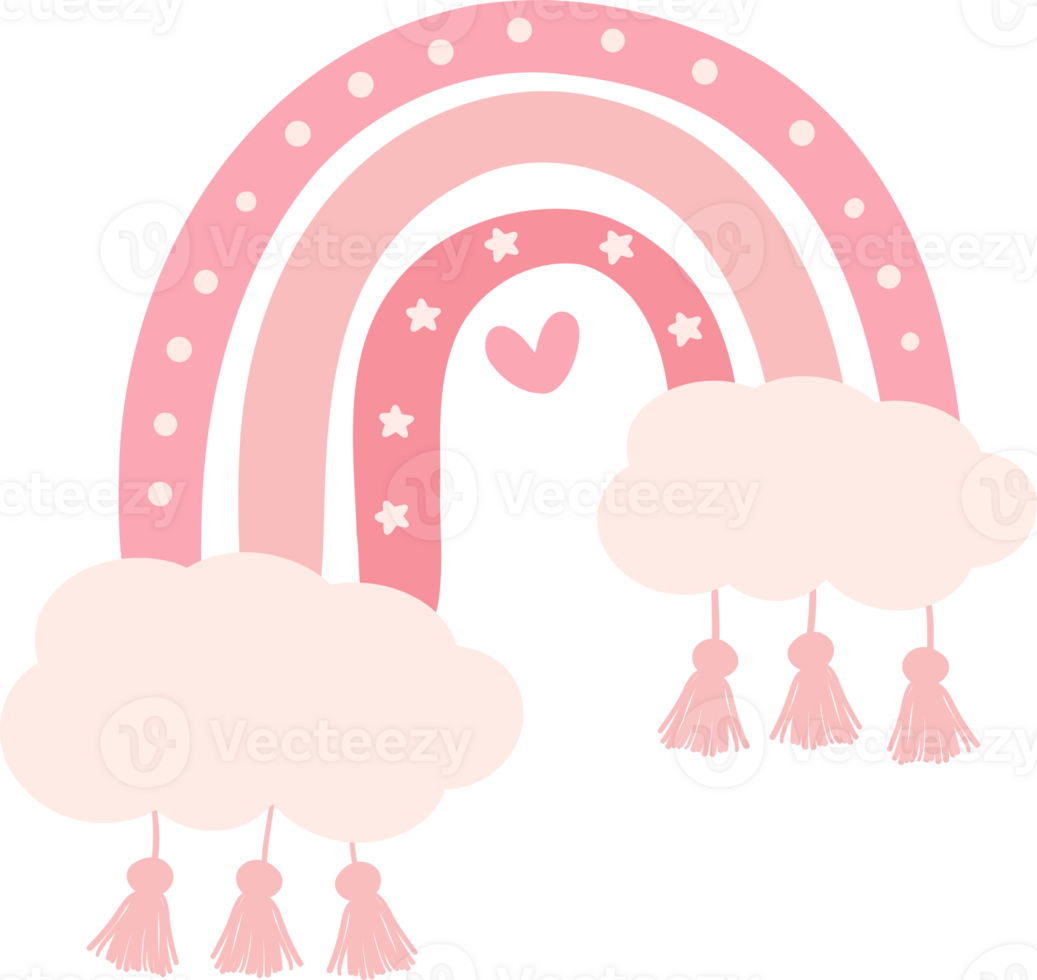 Boho rainbow pink png