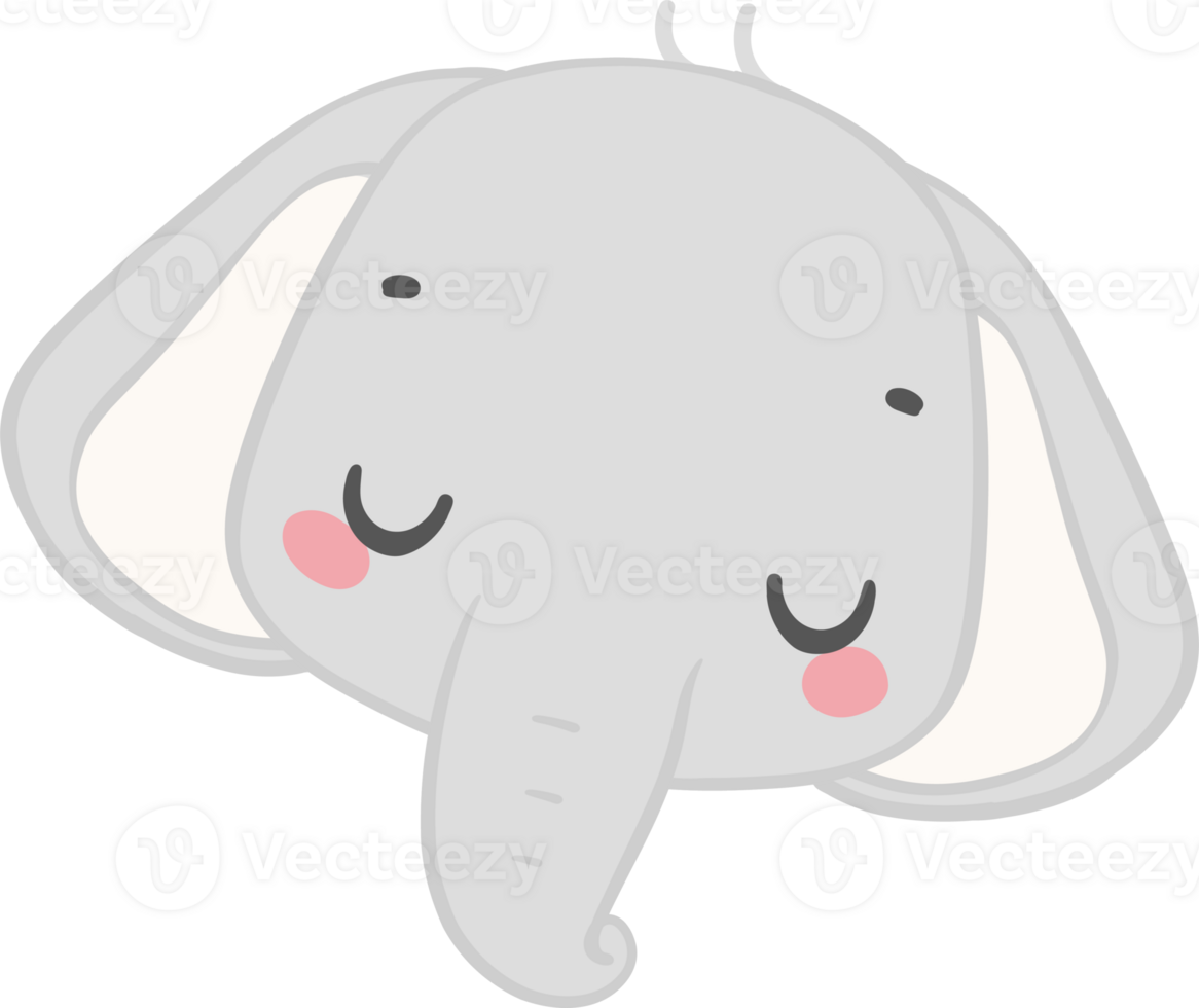 Cute elephant, kawaii baby animal sleeping face png