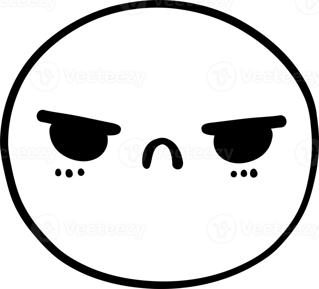 Cute angry emoji, emoticon doodle outline png