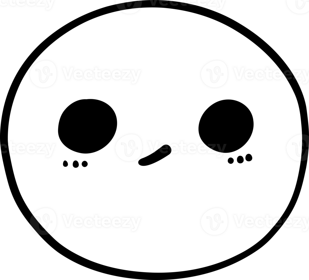 Cute sad emoji, emoticon doodle outline png
