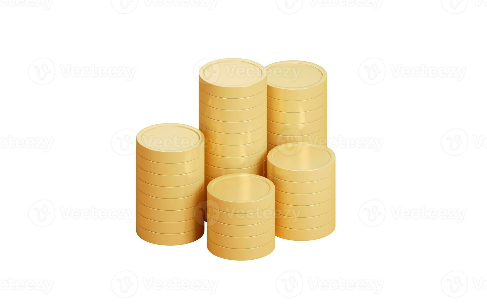 Stack of golden coins, 3d rendering. photo