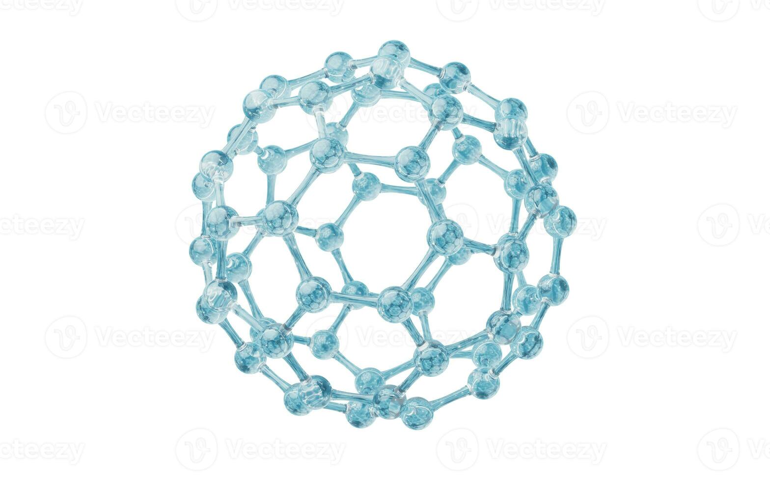 Molecule with glass material, 3d rendering. photo