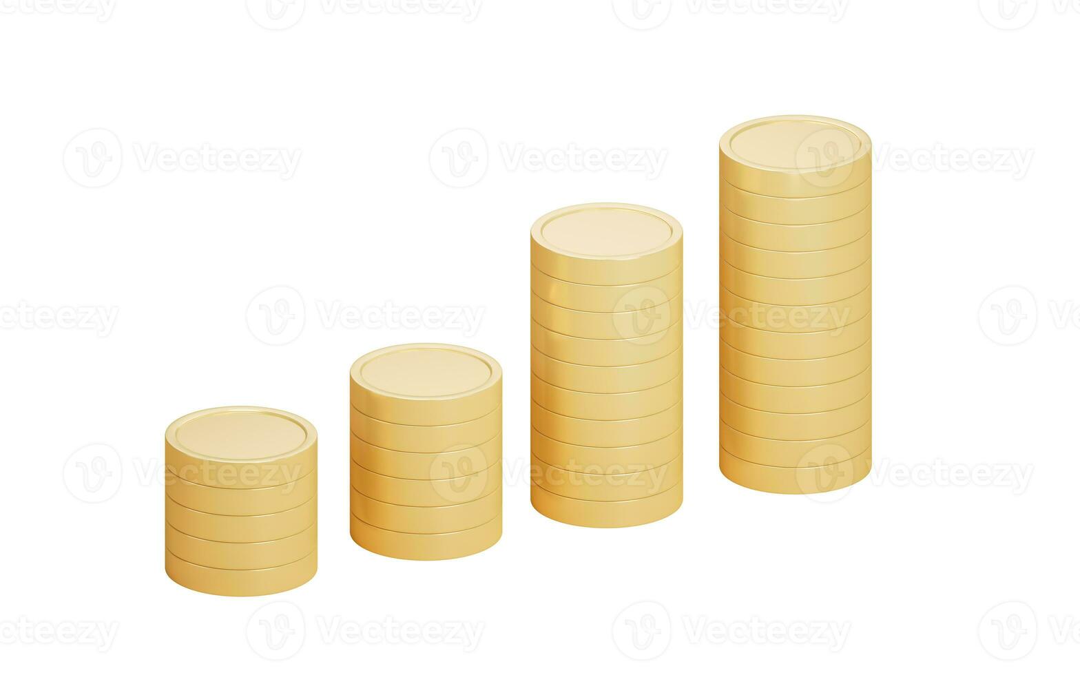 Stack of golden coins, 3d rendering. photo