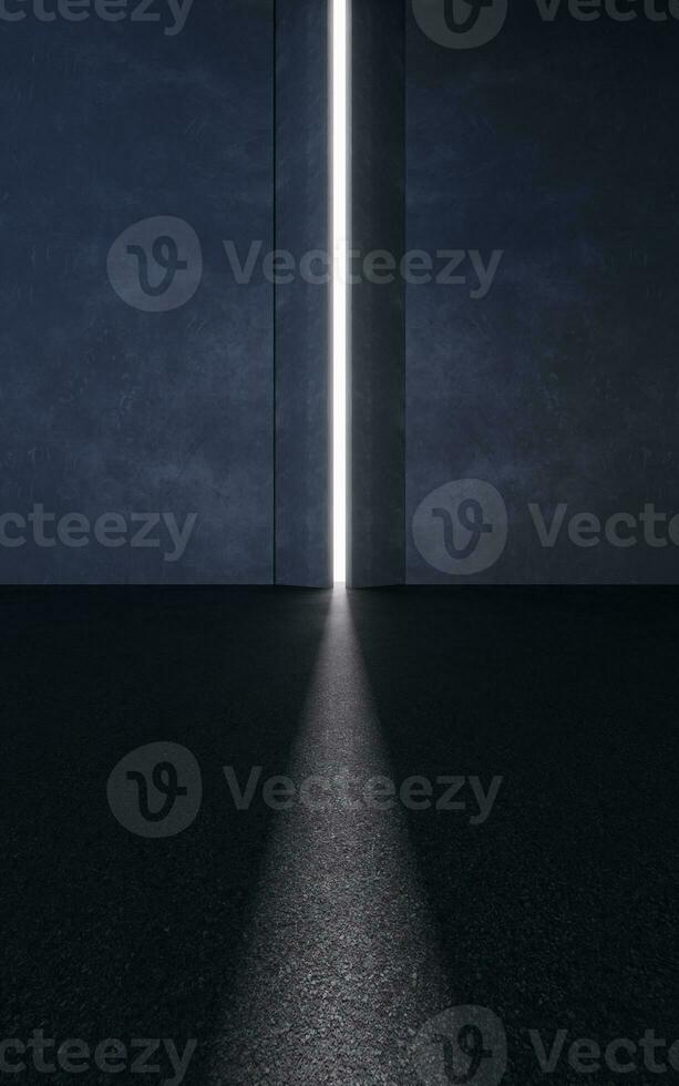 Open the door of the dark room, 3d rendering. photo