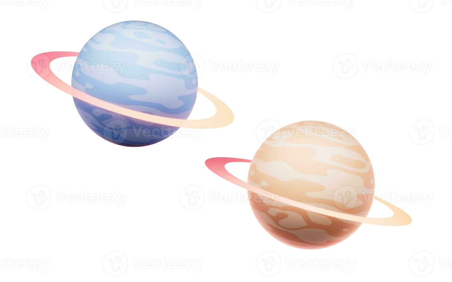Planet with cartoon style, 3d rendering. photo