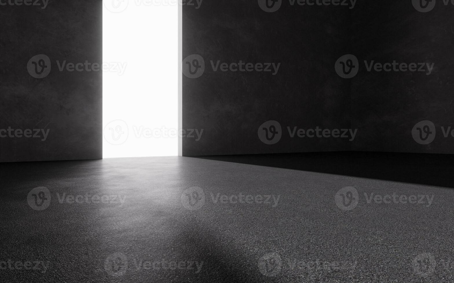 Open the door of the dark room, 3d rendering. photo