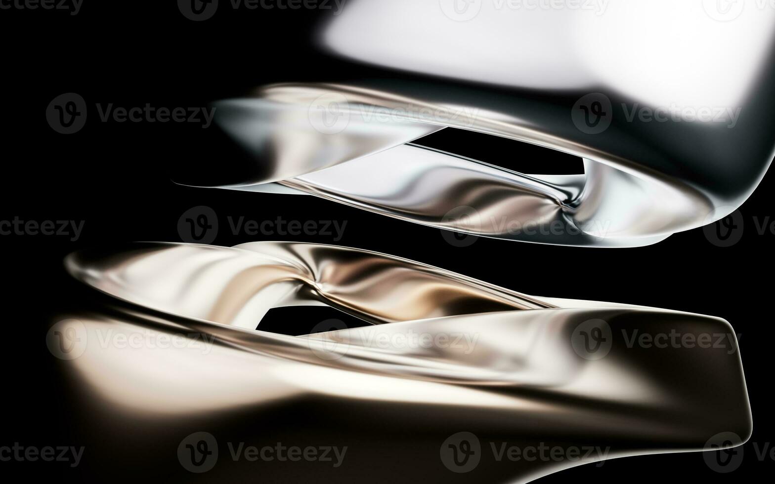 Metallic golden curve geometry background, 3d rendering. photo
