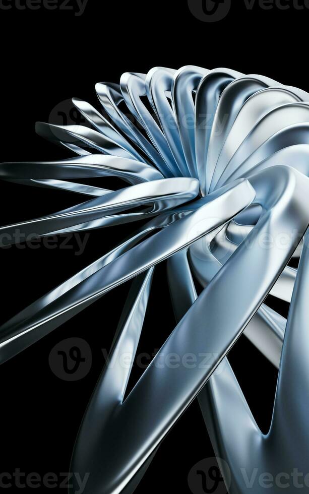 Metallic curve geometry background, 3d rendering. photo