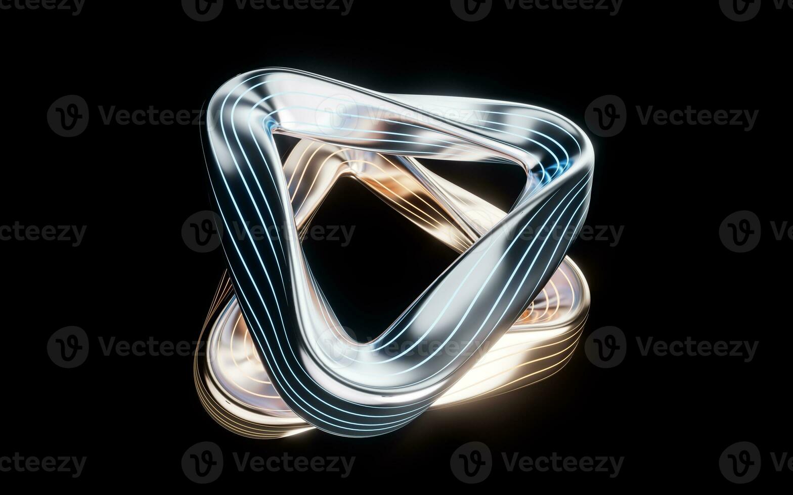 Metallic golden curve geometry background, 3d rendering. photo