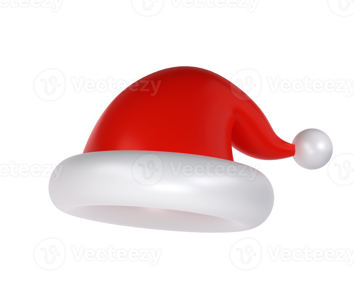 3d icon Christmas Santa Claus cute hat isolated on white background. New Year red hat for chat effects xmas character png