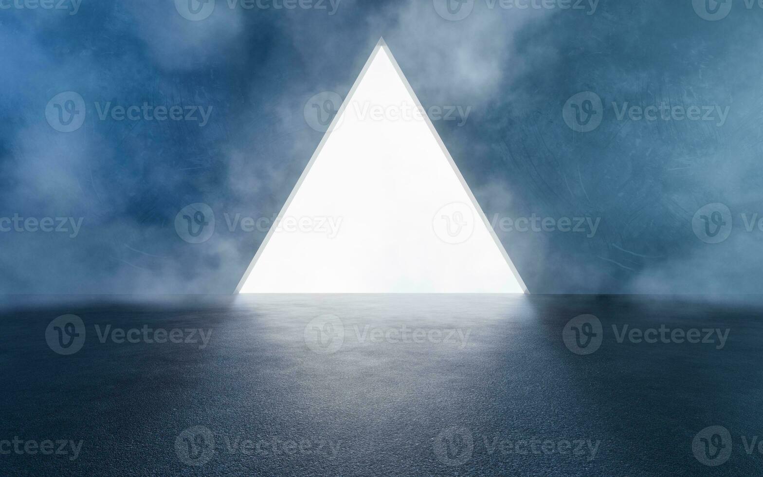 Dark room with smoke effect, 3d rendering. photo