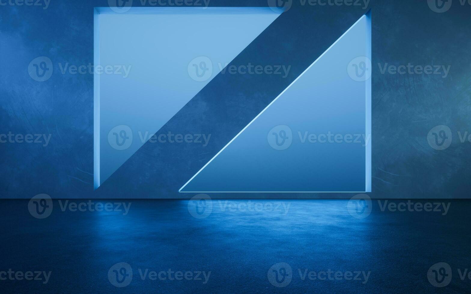 Dark room with geometry shape, 3d rendering. photo