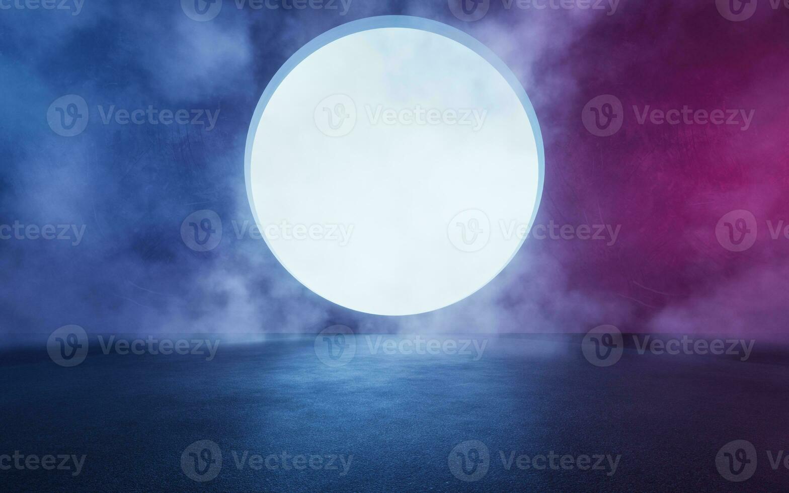 Dark room with smoke effect, 3d rendering. photo