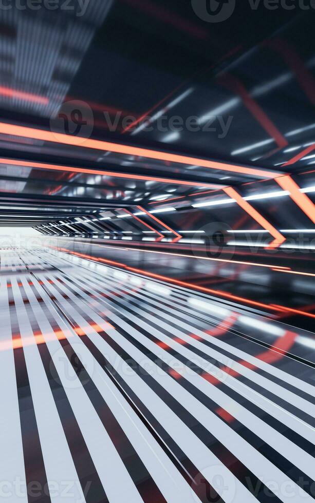 Dark tunnel with technology structure, 3d rendering. photo
