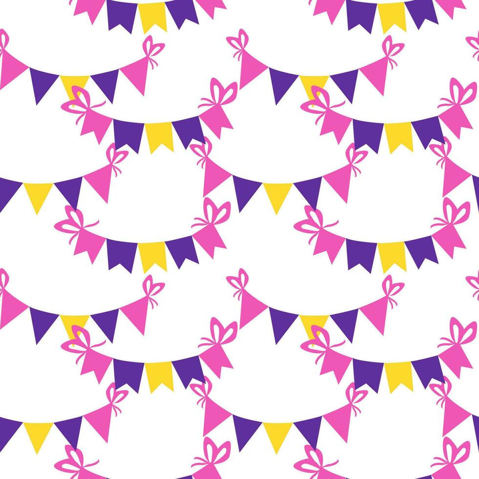 Flags festive seamless background. Birthday pattern. Vector flat style