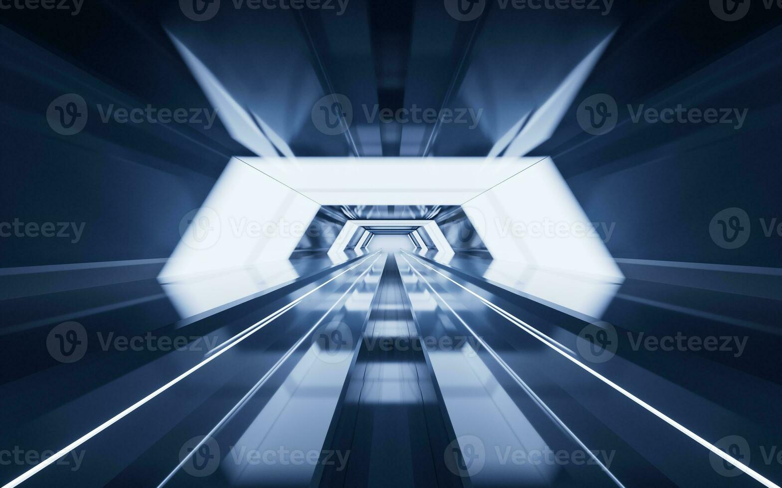 Dark tunnel with technology structure, 3d rendering. photo