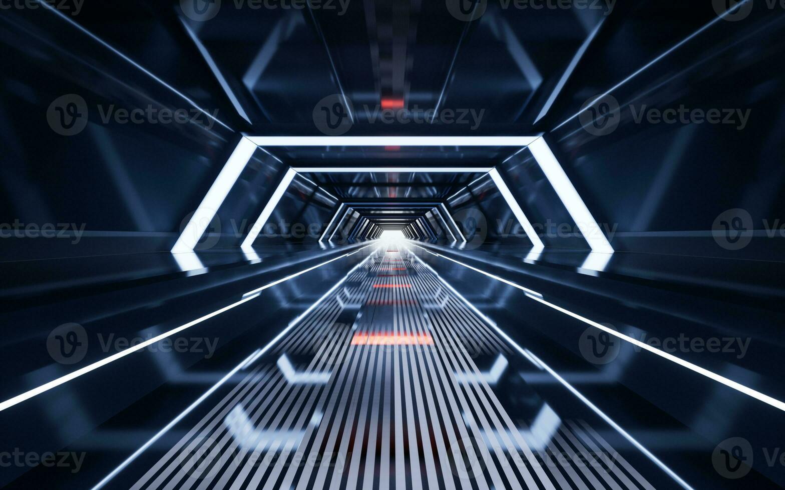 Dark tunnel with technology structure, 3d rendering. photo