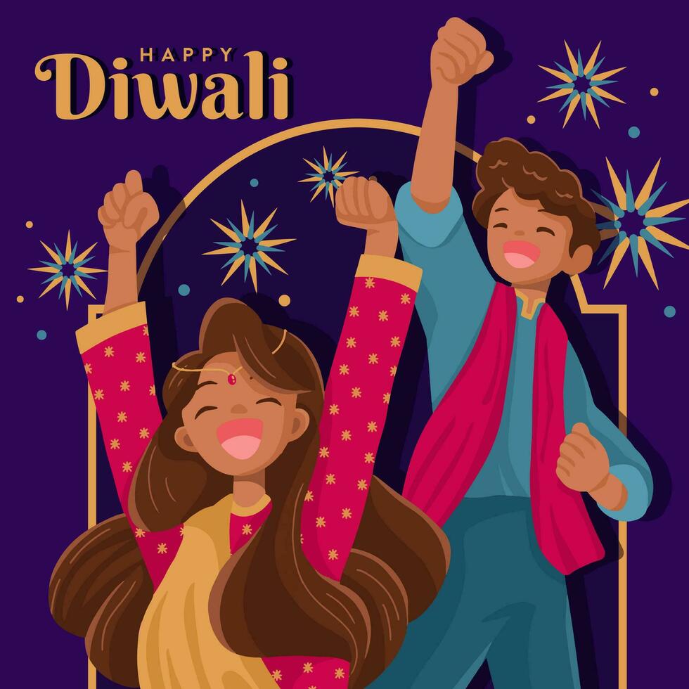 Free vector happy diwali concept with flat design background