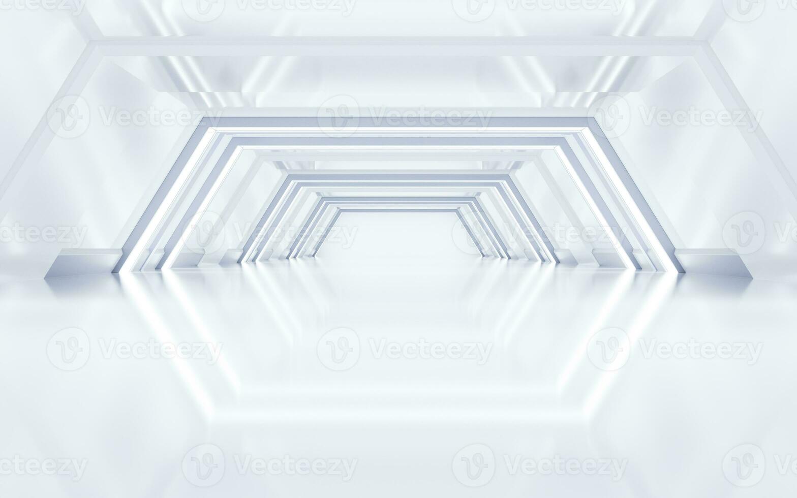 White empty tunnel, futuristic tunnel, 3d rendering. photo