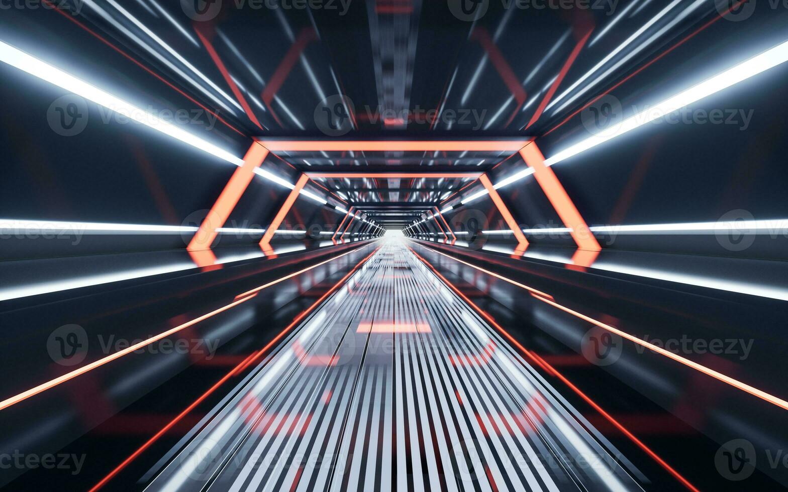 Dark tunnel with technology structure, 3d rendering. photo