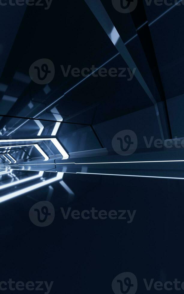 Dark tunnel with technology structure, 3d rendering. photo