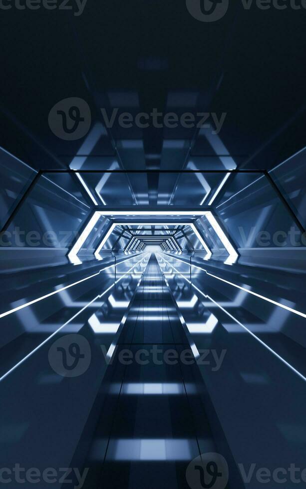 Dark tunnel with technology structure, 3d rendering. photo