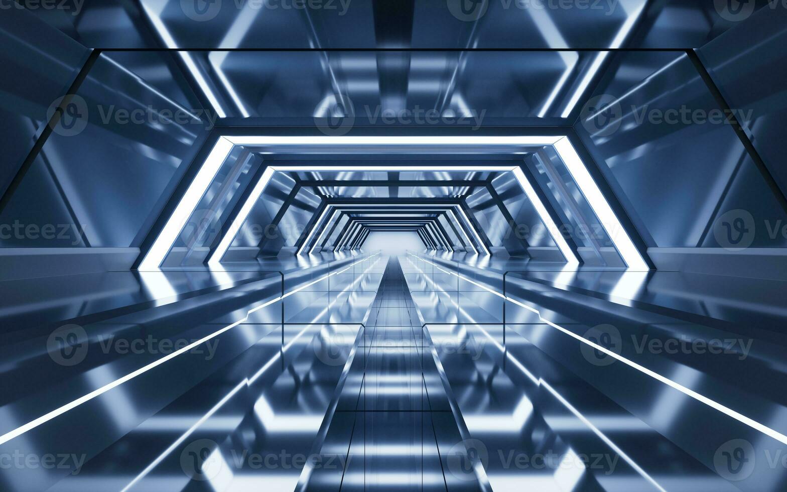 Dark tunnel with technology structure, 3d rendering. photo