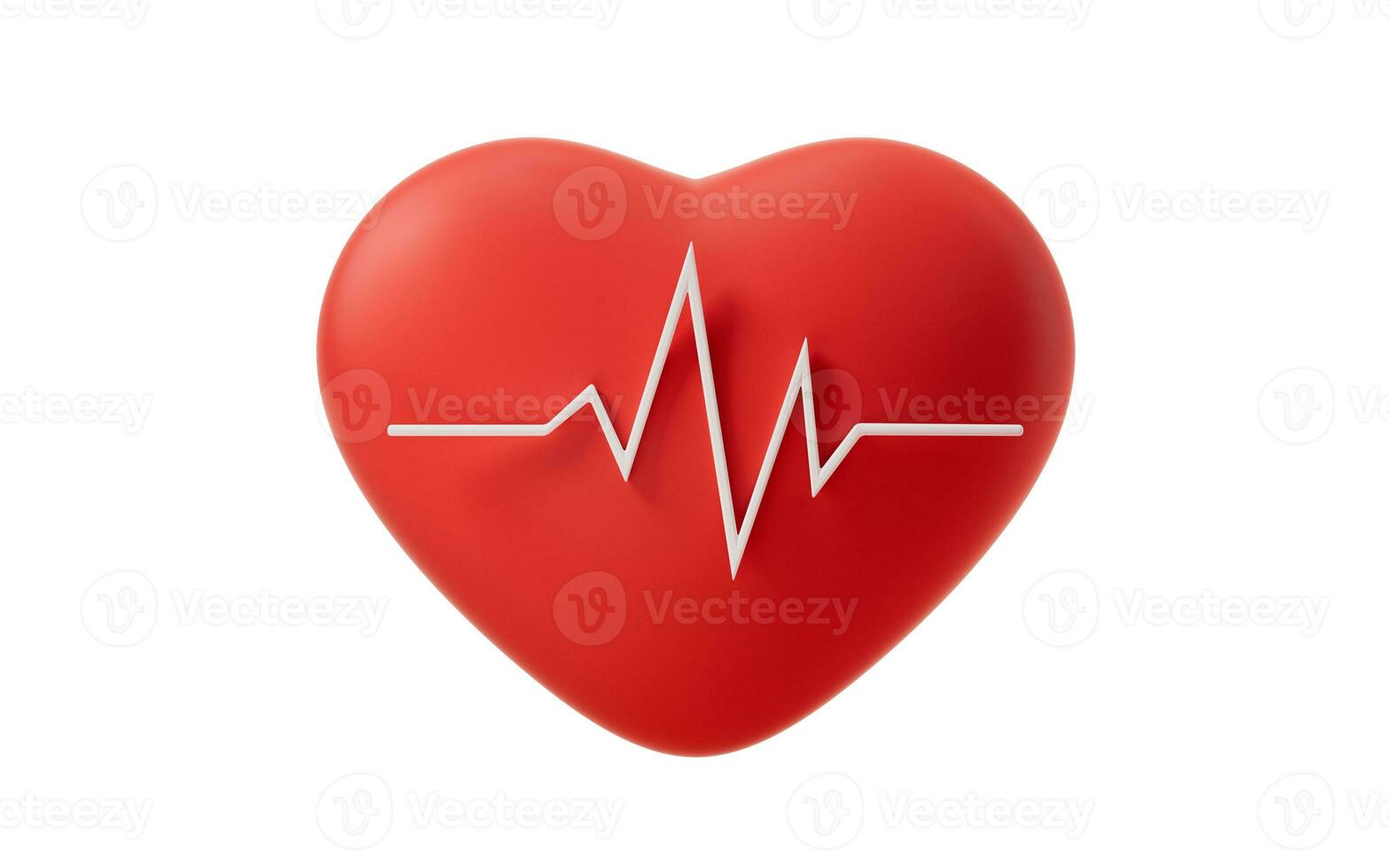 Heart shape with ECG graph line, 3d rendering. photo