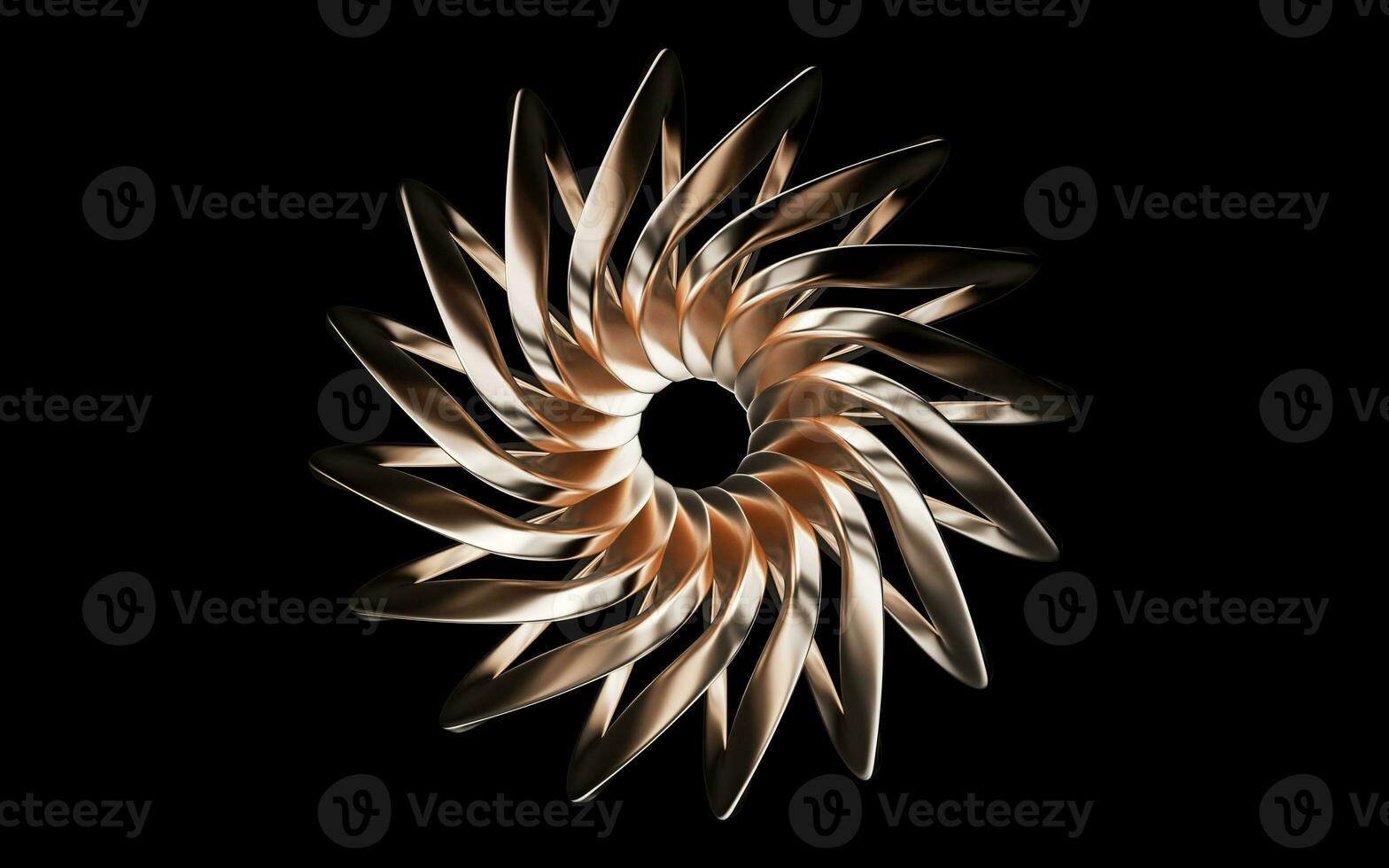 Metallic golden curve geometry background, 3d rendering. photo