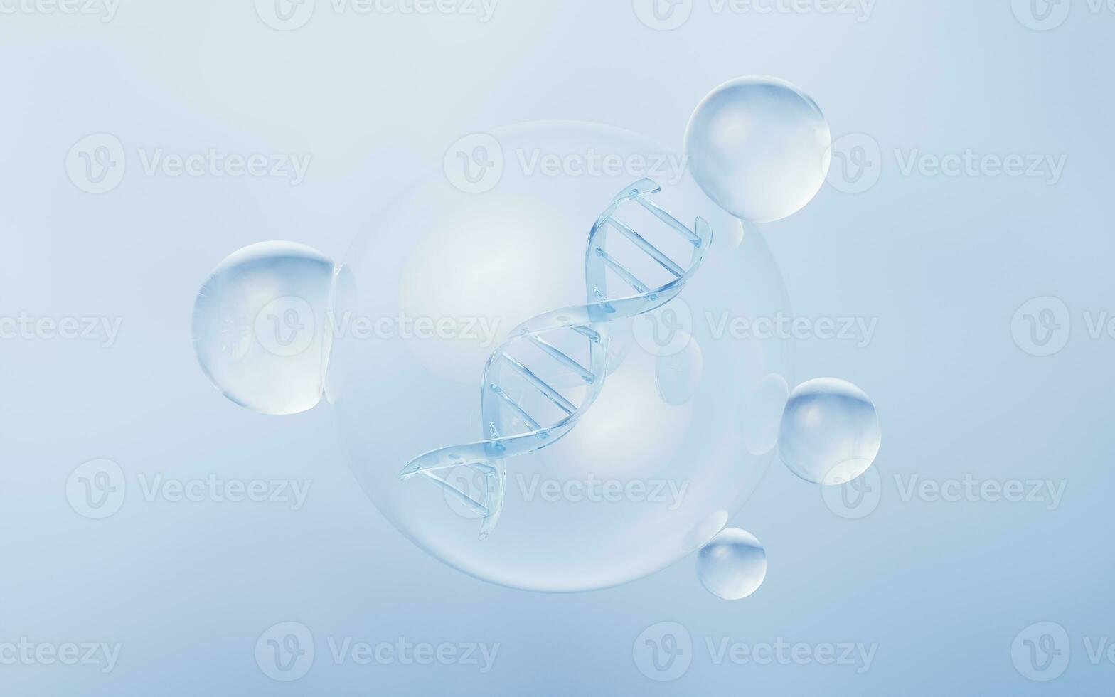 adn con biología y químico concepto, 3d representación. foto