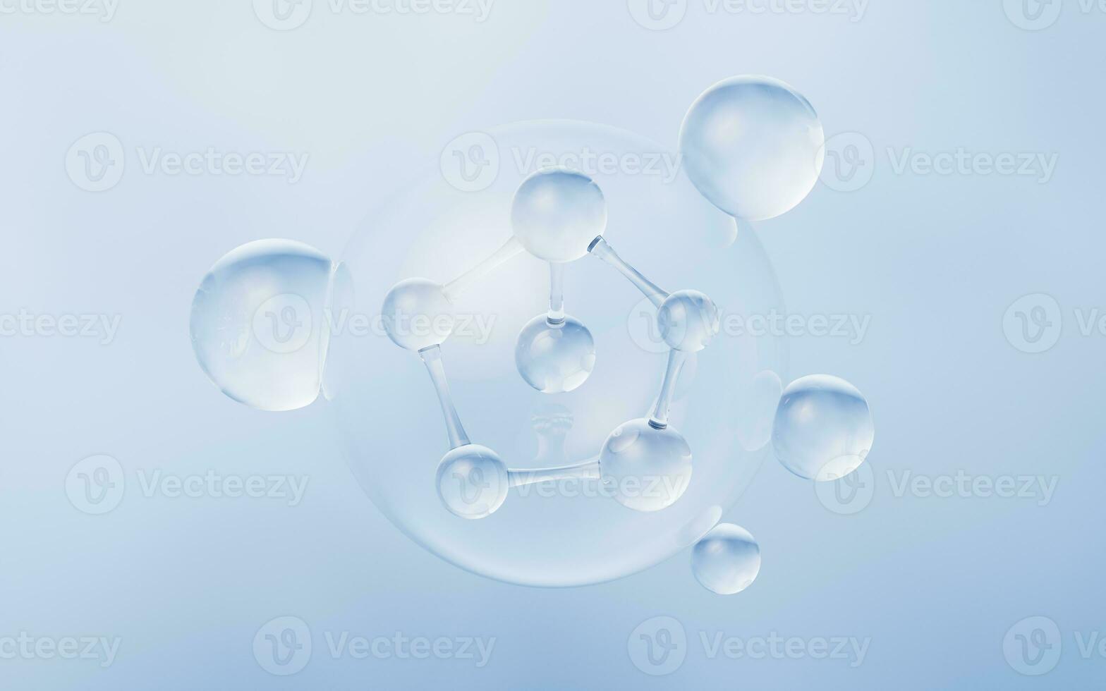 molécula con biología y químico concepto, 3d representación. foto