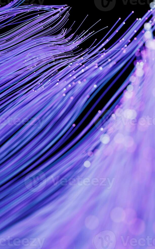 Flowing neon curve lines background, 3d rendering. photo