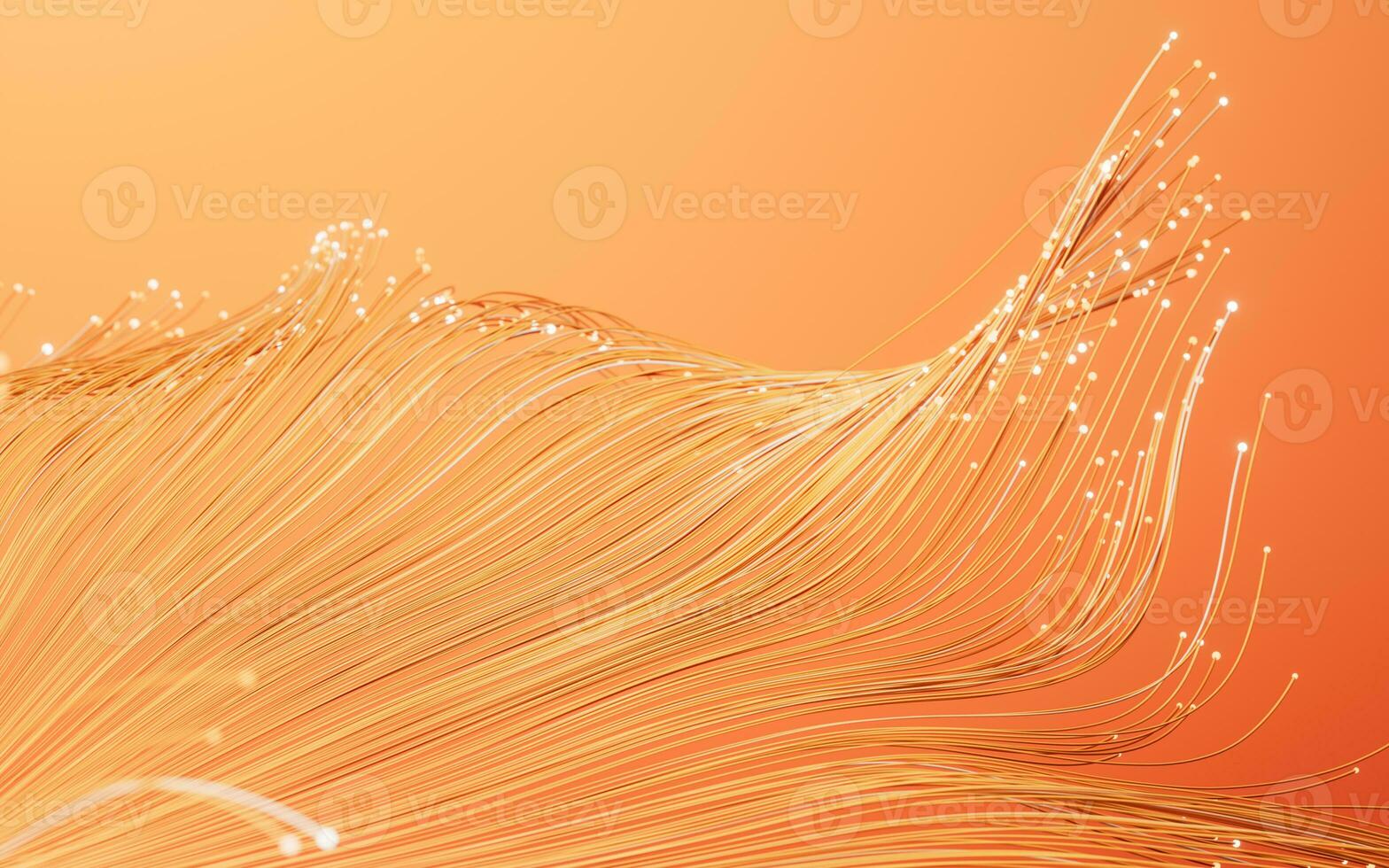 Flowing neon curve lines background, 3d rendering. photo