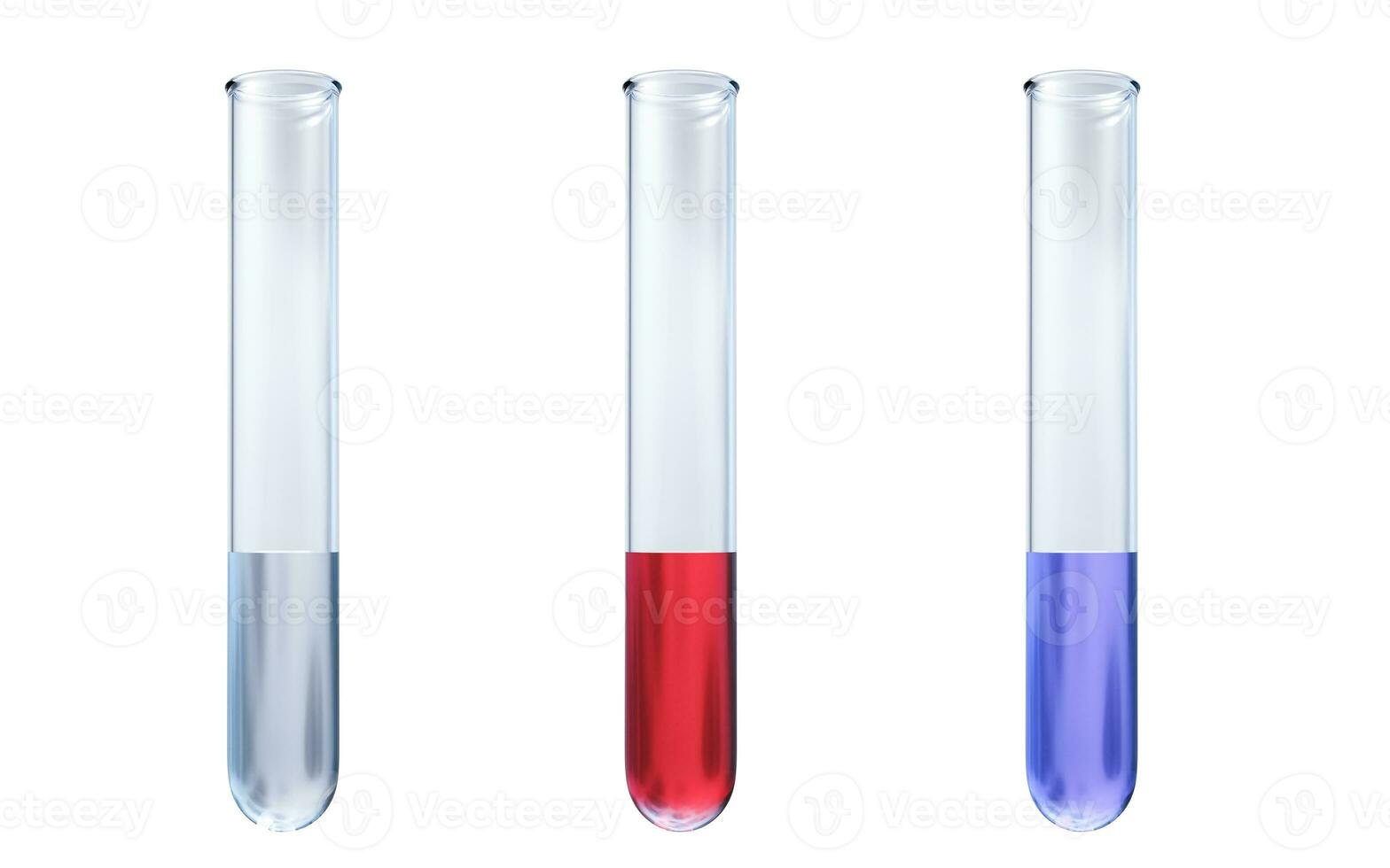 Test tube with different colors, 3d rendering. photo