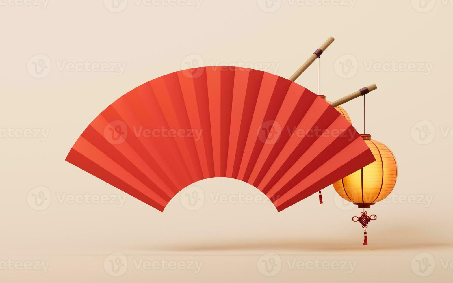 Ancient Chinese fan background, 3d rendering. photo