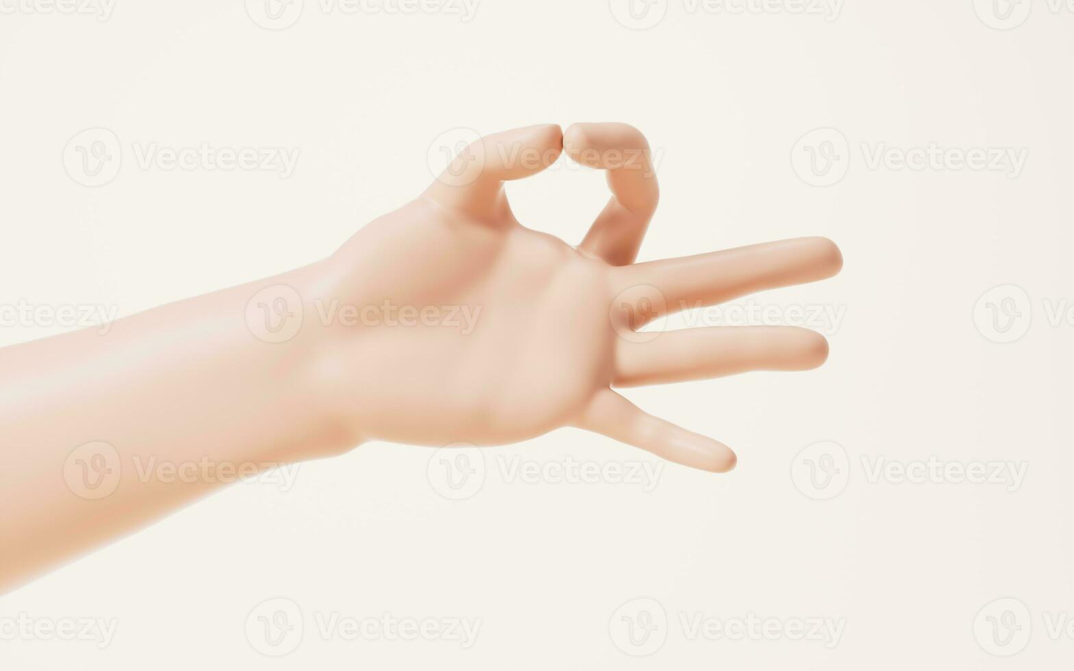 Hand gesture isolated on white background, 3d rendering. photo