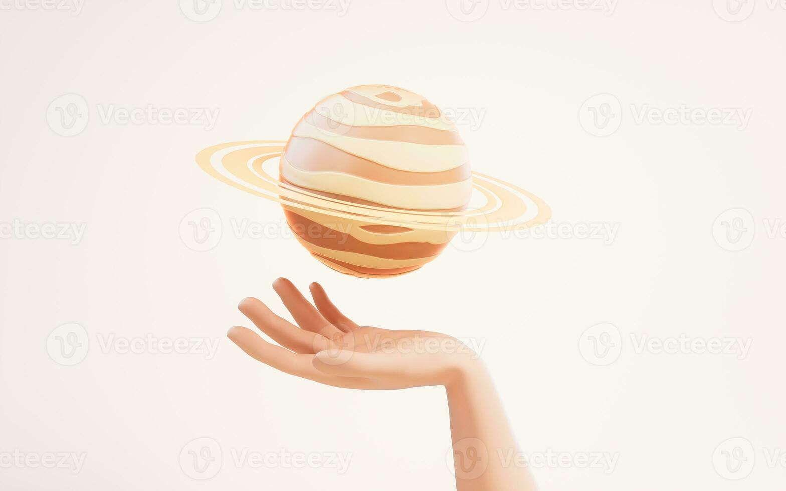 A planet in a hand, 3d rendering. photo