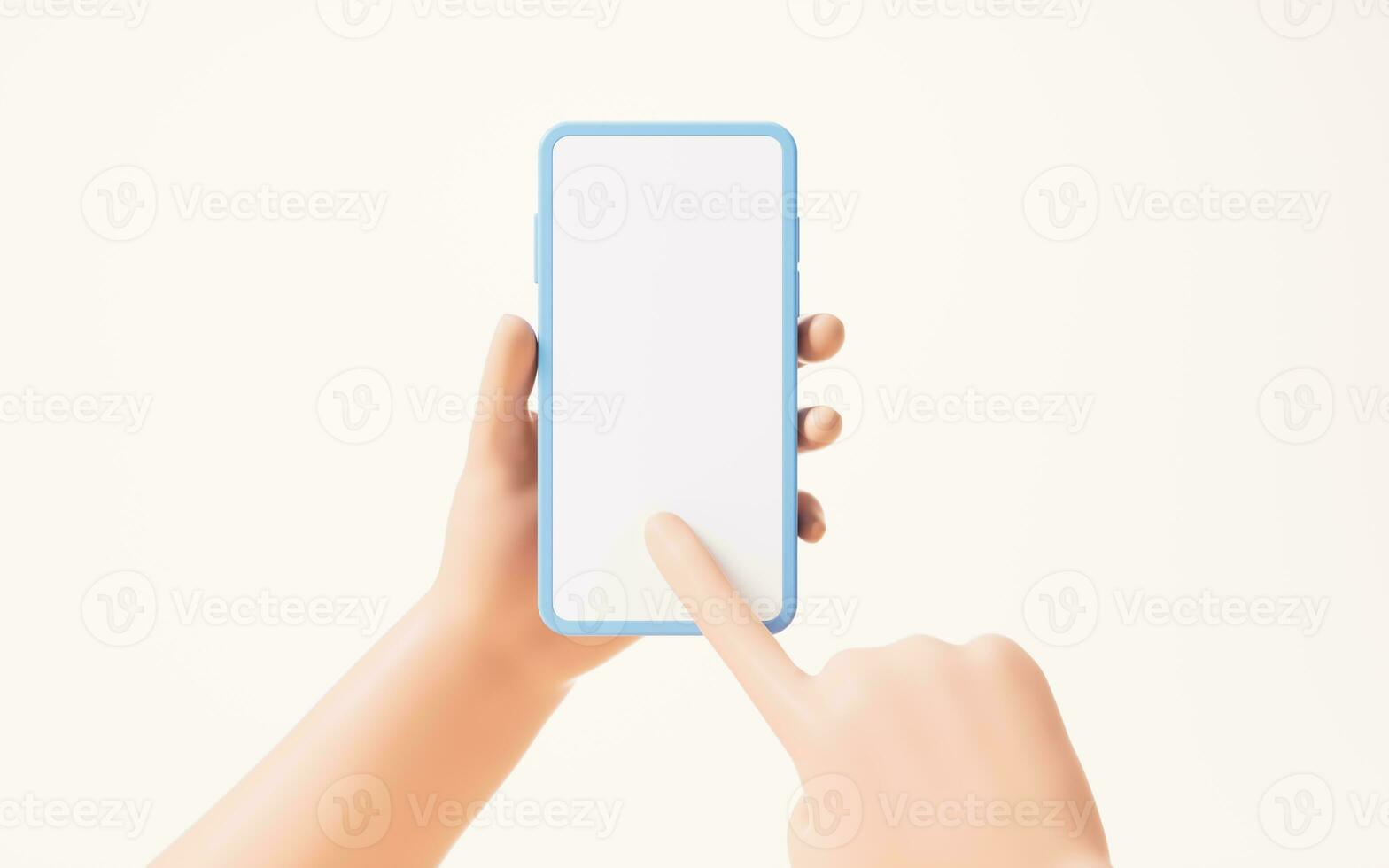 A hand holds a mobile phone, 3d rendering. photo