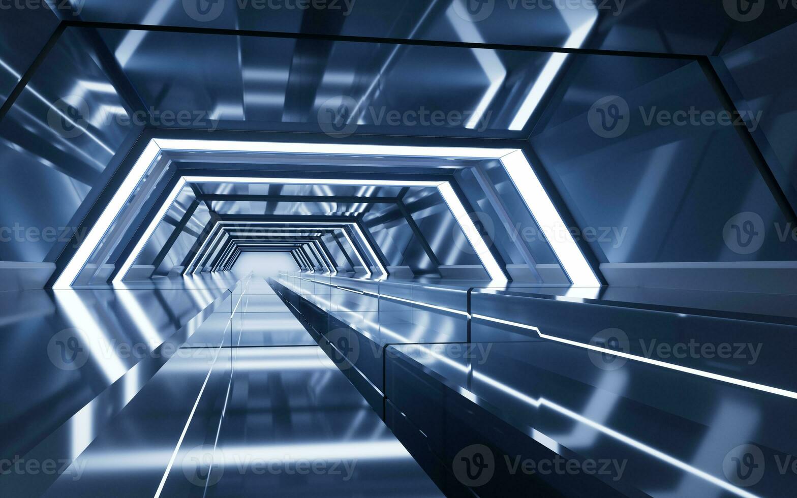 Dark tunnel with technology structure, 3d rendering. photo