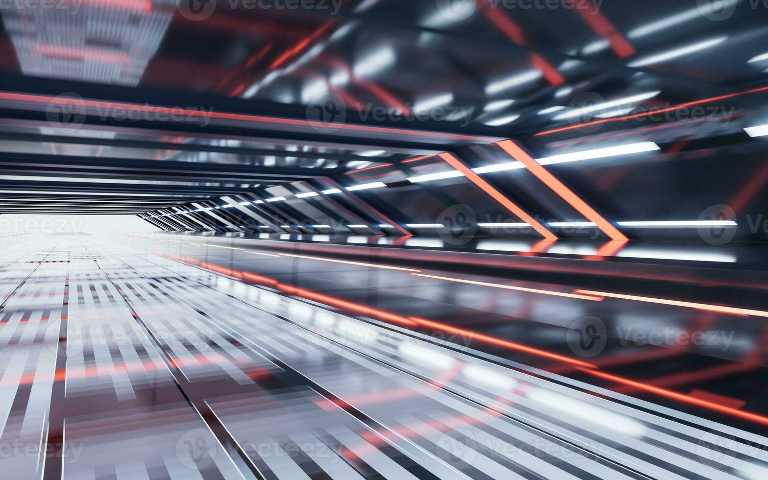 Dark tunnel with technology structure, 3d rendering. photo