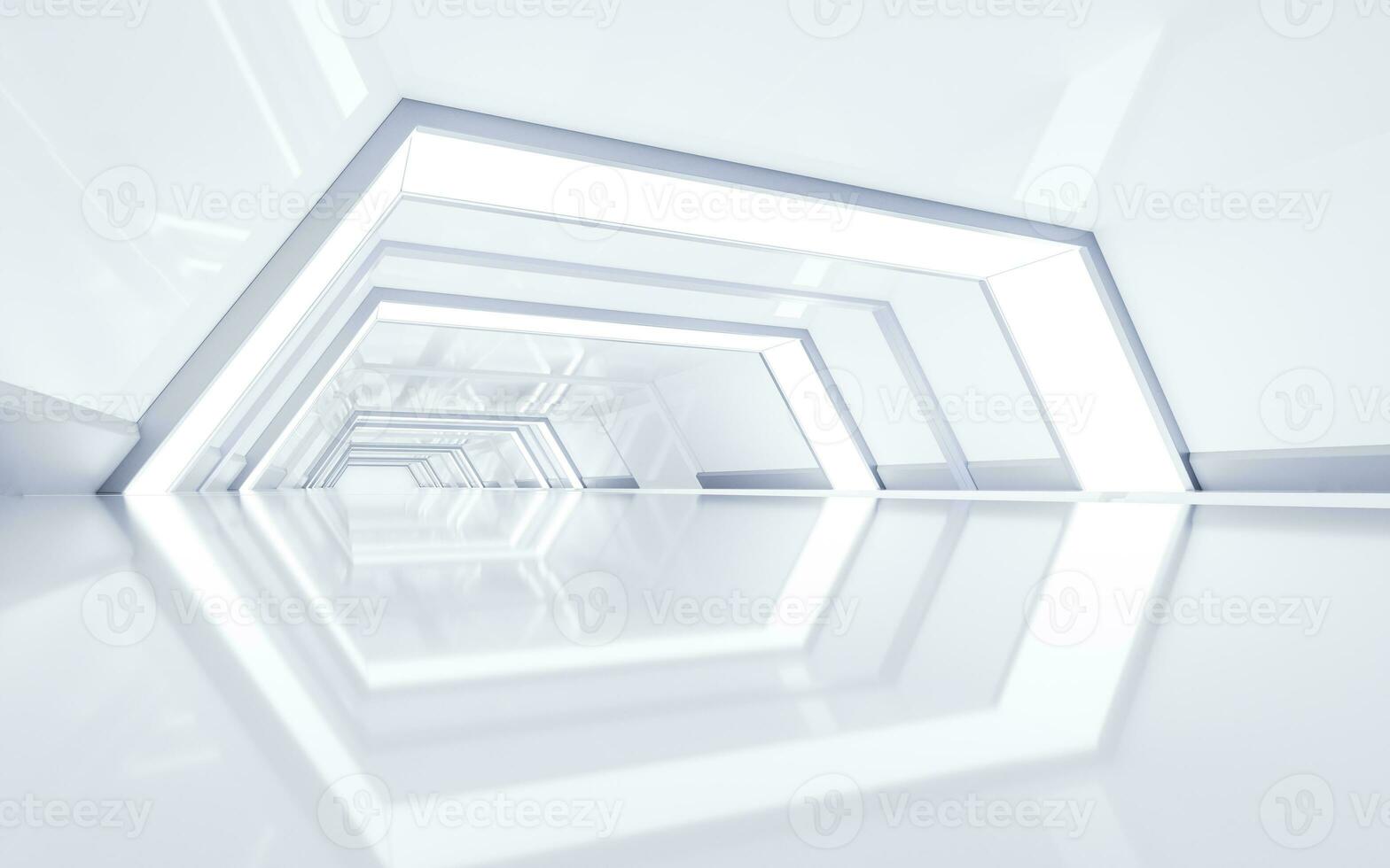 blanco vacío túnel, futurista túnel, 3d representación. foto