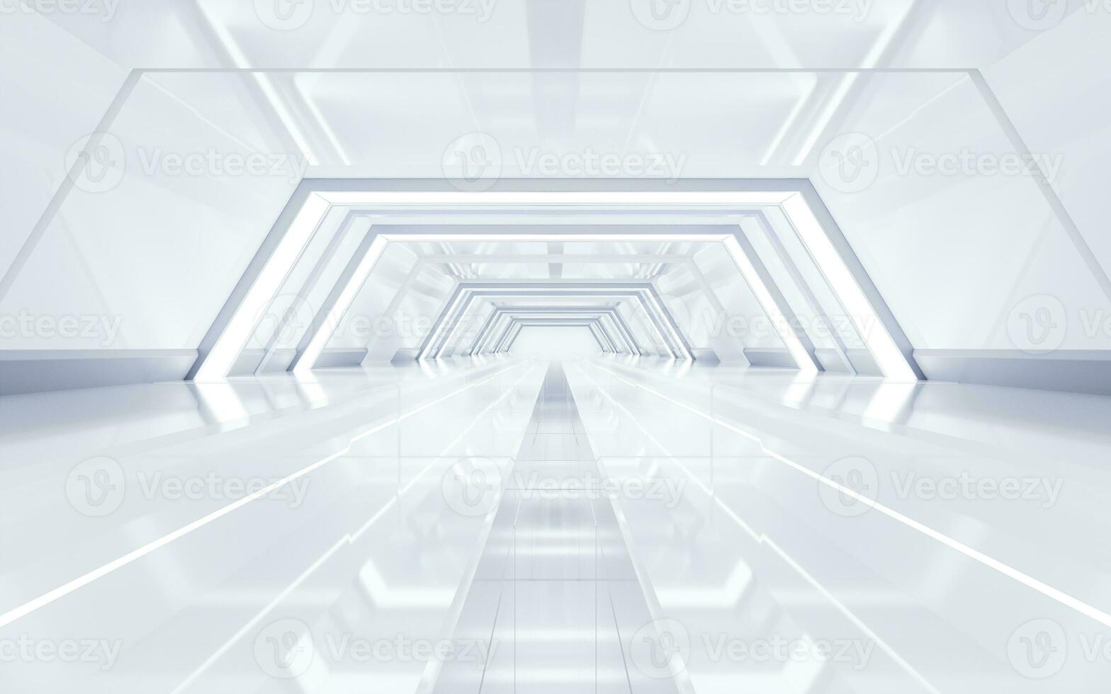 White empty tunnel, futuristic tunnel, 3d rendering. photo