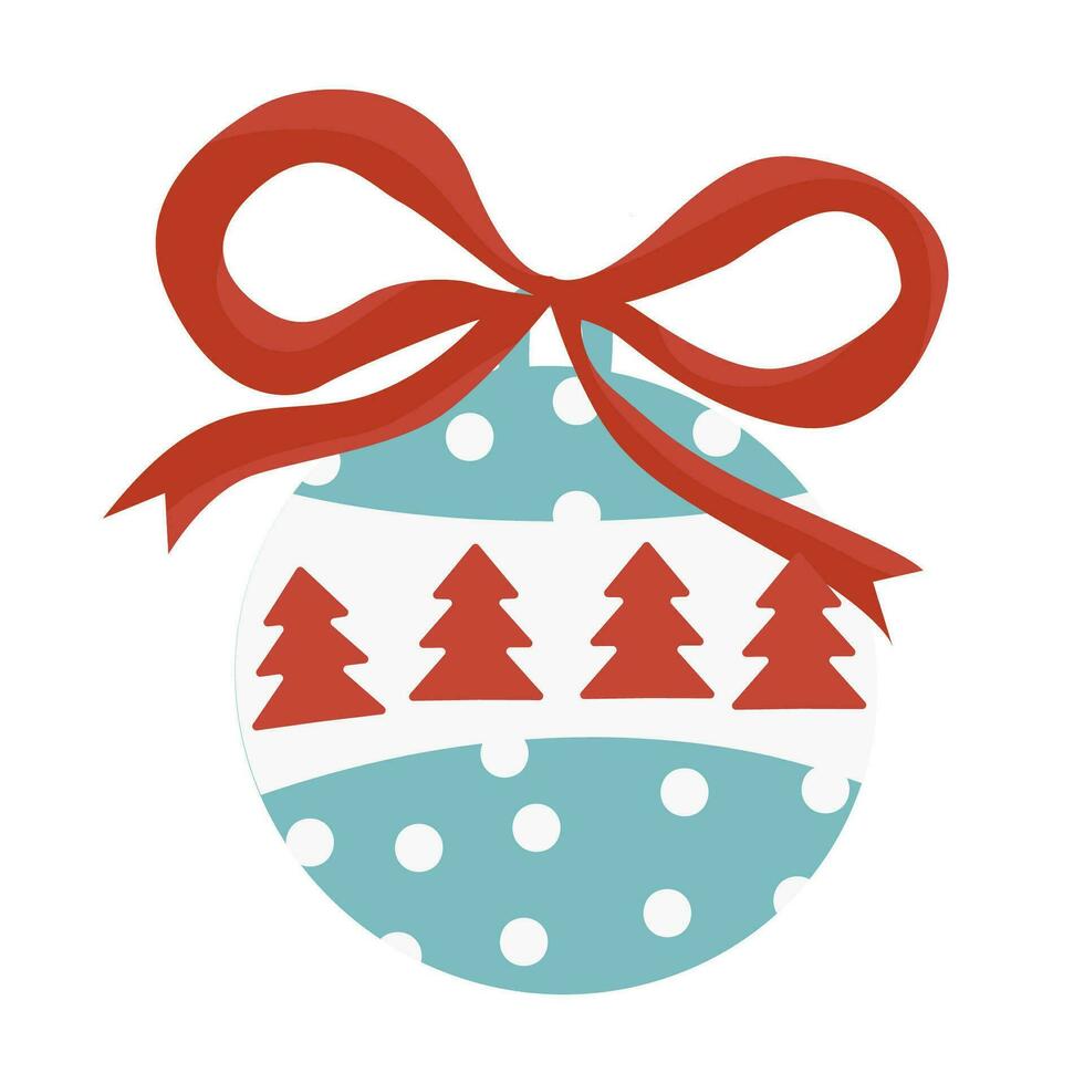 Christmas ball with ribbon. New Year s toy for the Christmas tree. Decoration for the holiday. Vector, flat style vector