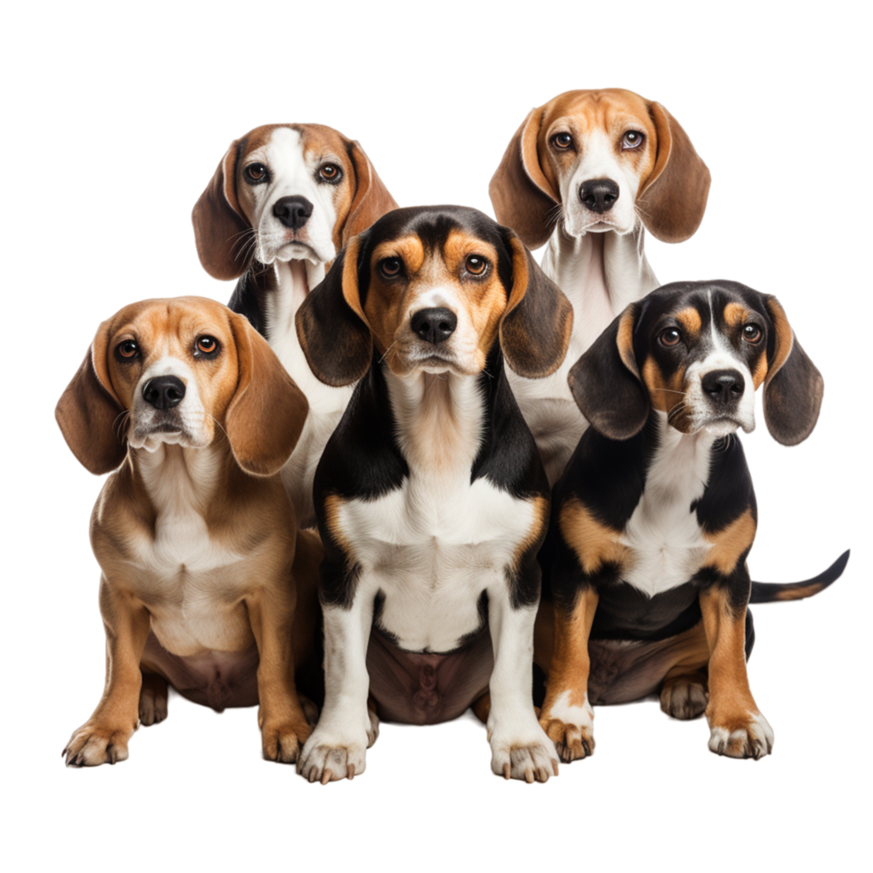 Beagle tricolor puppies are posing Ai Generative png