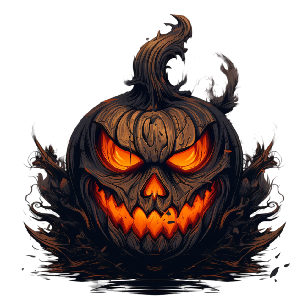 Halloween zucca con arrabbiato rosso occhi e pauroso viso modello nel il stile ai generativo png