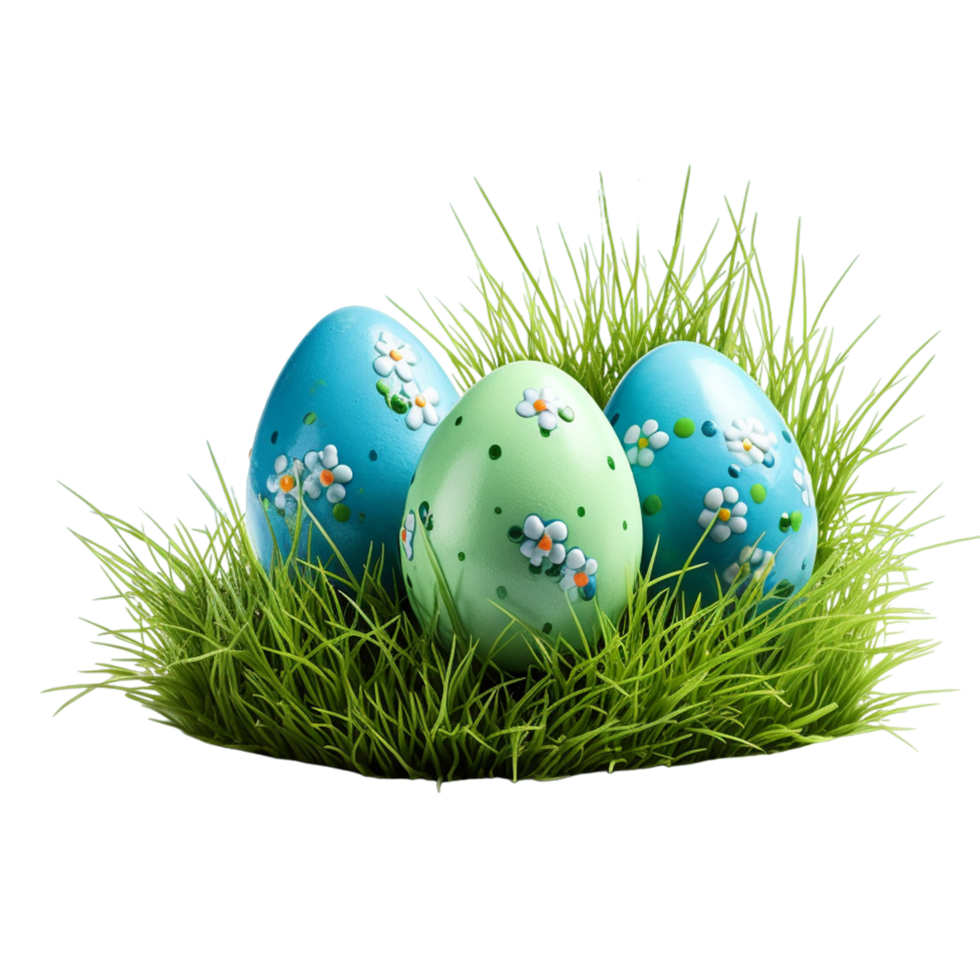 Easter eggs in grass Ai Generative png