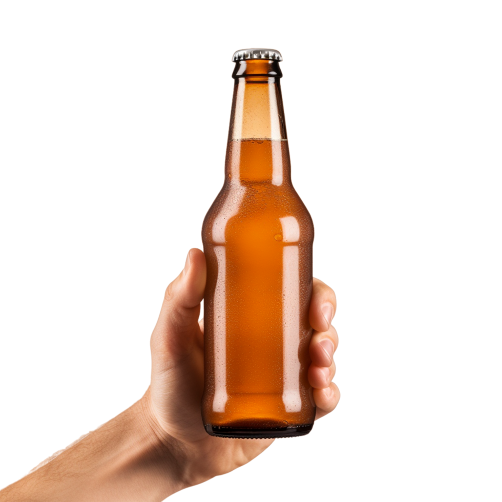 Hand holding beer bottle Ai Generative png