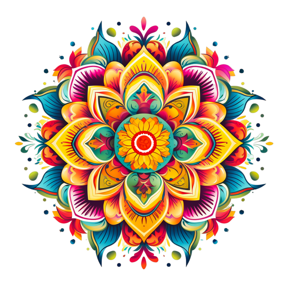 A colorful mandala with a pattern of colors Ai Generative png