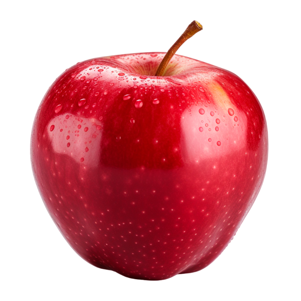 rouge Pomme fruit avec l'eau gouttes ai génératif png